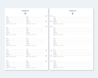 Printed A5 Reading log filofax planner inserts for ring planners, minimal 2021 2022, vds van der spek, gillio, WO2P note to do pages, to do