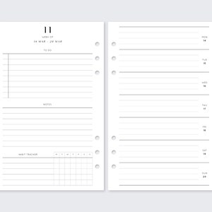 Printed Personal weekly filofax planner inserts for ring planners minimal 2022, vds van der spek, gillio, WO2P, to do, notes, 2023, kikki k image 2