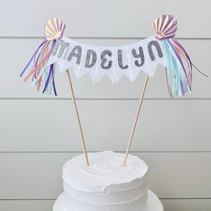 Seashell Cake Topper, Mermaid Cake Topper, Under the Sea Party, Personalized Name Cake Topper