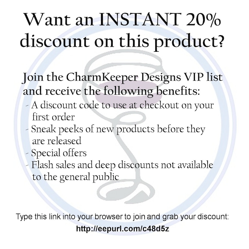 Instant 20% off when joining VIP mail list.