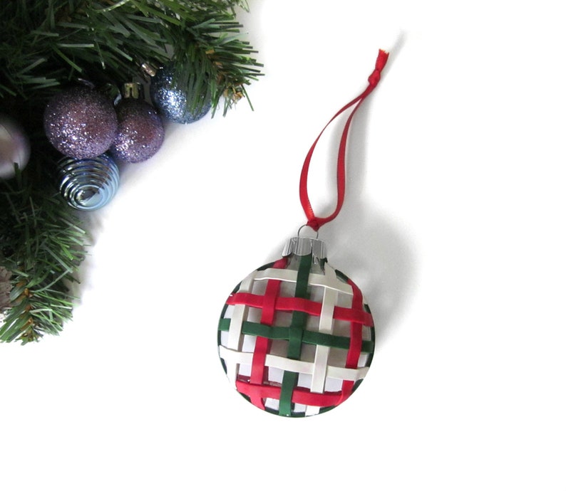 Glass Tree Ornament Woven Plaid Hostess Gift Ideas