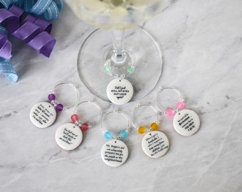 Snarky Quotes Wine Glass Charms, Unique Wine Gift