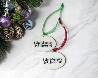 Holiday Wine Bottle Tags, Editable Gift Tag, Christmas Cheer, Set of 2