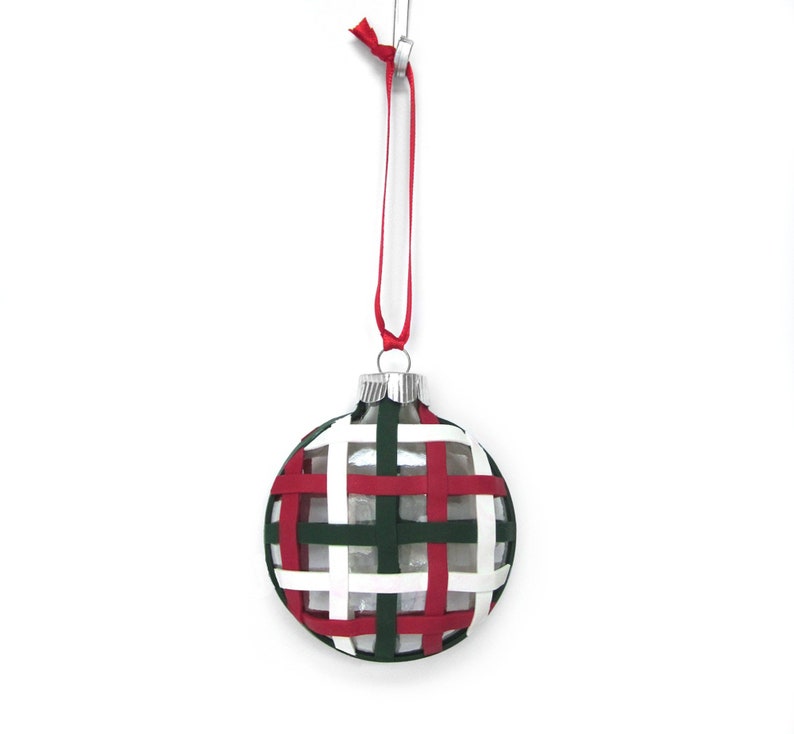 Glass Tree Ornament Woven Plaid Hostess Gift Ideas
