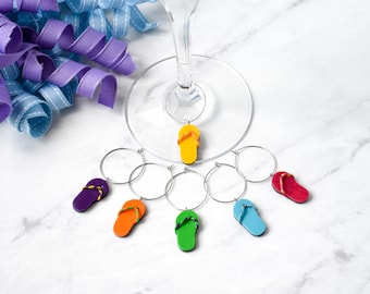 Flip Flop Wine Glass Charm Markers, Unique Wine Charms