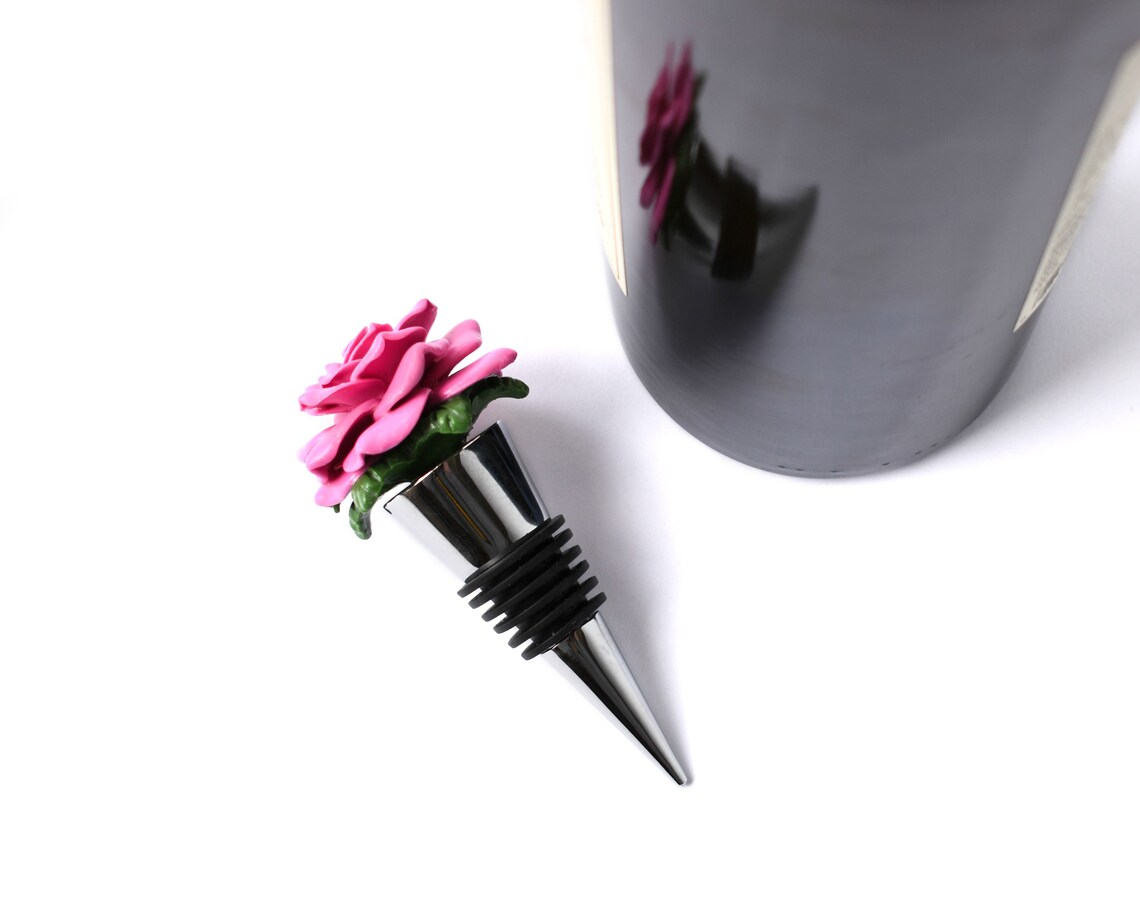 Rose Wine Bottle Topper Unique Stopper Etsy