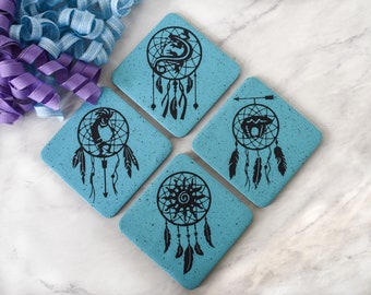 Drink Coasters, Dreamcatcher, Southwestern Decor, Coffee Lover Gift, Hostess Gift Ideas