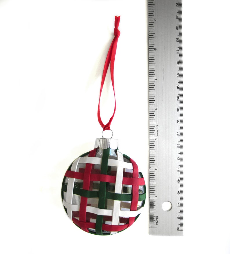Glass Tree Ornament Woven Plaid Hostess Gift Ideas