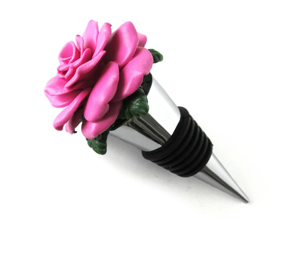 Rose Wine Bottle Topper Unique Stopper Etsy