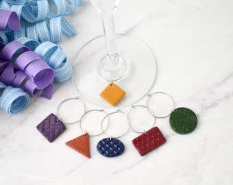 Geometric Shapes Wine Glass Charms, Teacher Gift Ideas