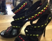 jimmy choo 4 woven straps neon heels size 39