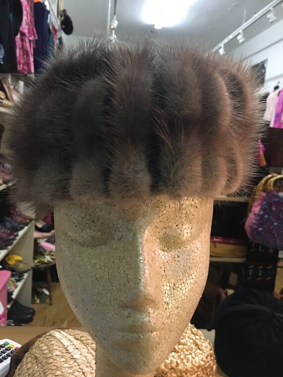 50's mink fur pill box hat