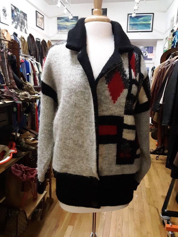 80's mohair knit big(over size) sweater cardigan w
