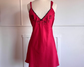 Red 2000s vintage y2k babydoll nightie coquette girly pink bow aesthetic vintage lingerie lace Teddy wedding night lingerie red satin