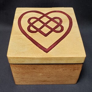 Handmade Wood Celtic Love Knot Carved Epoxy Gift Box, Keepsake Box, Trinket Box, Storage Box