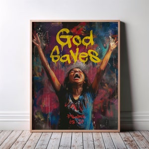 Jesus Christ Wall Art, God Wall Art, Faith-Inspired, Christian Poster, Graffiti Art, Jesus Lover, Jesus Abstract Art Poster, Home Decor Art