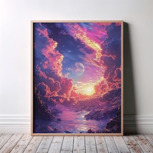 Clouds Wall Art, Abstract Art Print, Colourful Clouds Wall Art Poster, Sky Wall Art, Psychedelic Wall Art Print, Fantasy Art Print, Surreal
