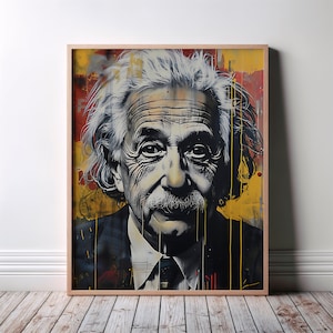 Albert Einstein Wall Art Print, Albert Einstein Art Poster, Graffiti Print, Street Art Poster, Science Art, Scientists Gift, Urban Art Print
