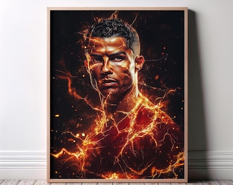クリスティアーノ・ロナウドのポスター｜CR7 サッカーウォールアート（男の子の寝室用）｜サッカーファンへのギフト｜モダンなスポーツインテリア