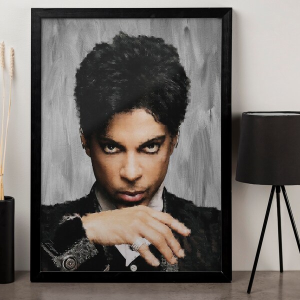 Prince of Rock Wall Art, Poster, Print, Canvas, Illustration, Painting, Portrait, Music, Icon, Pop, Rock, Purple Rain, Prince Rogers Nelson