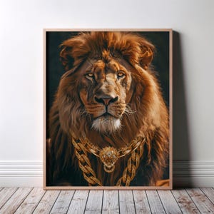Funny Lion Wall Art Poster, Lion lover Gift, Lion Lover Poster, Hip Hop Poster, Funny Animal Poster, Contemporary Poster, Music Art Poster