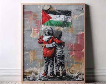 Palestine Wall Art, Graffiti Flag Poster, Street Art Decor