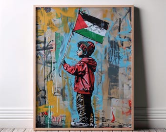 Palestine Wall Art, Street Art Poster, Graffiti Flag Decor, Free Palestine