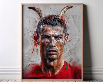 Soccer Player Wall Art, Hyper Realistic Portrait, Football Fan Decor