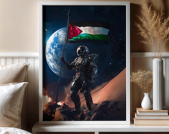 Palestine Flag Wall Art, Cosmic Political Poster, Unique Decor