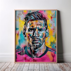 Lionel Messi Wall Art, Argentina Footballer Poster, Inter Miami FC, Football Soccer Gift, Sports Wall Art, Football Lover, Football Fan Gift