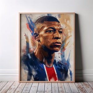 Kylian Mbappé Wall Art, Mbappe Poster, French Football, Soccer Gifts, Sports Poster, Football Poster, Soccer Wall Art, Football Fan Art Gift