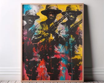 African American Soldier Wall Art, Black Warrior Poster, Strength & Empowerment Decor