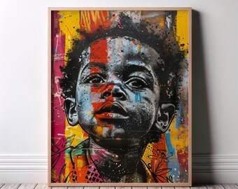 Black Excellence Wall Art, Young Black Man Portrait, Afrocentric Decor