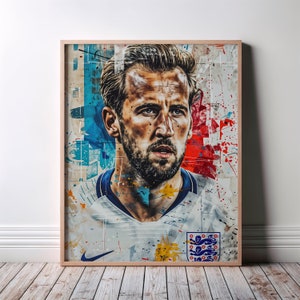 Harry Kane Poster, Wall Art, England Footballer, Soccer Gifts, Sports Poster, Football Poster, Soccer Wall Art, Football Fan Art Gift