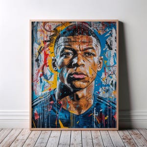 Kylian Mbappé Poster, Mbappe Poster, Francuski piłkarz, Prezenty piłkarskie, Plakat sportowy, Plakat piłkarski, Piłkarska sztuka ścienna, Prezent dla fana piłki nożnej