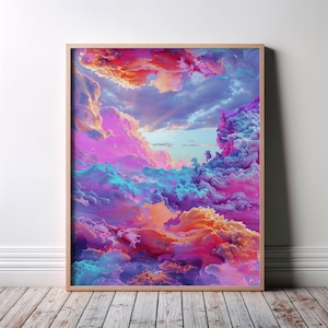Clouds Wall Art, Abstract Art Print, Colourful Clouds Wall Art Poster, Sky Wall Art, Psychedelic Wall Art Print, Fantasy Art Print, Surreal