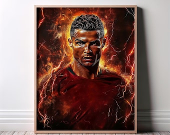 Poster da parete di Cristiano Ronaldo, regalo di fan art di Ronaldo, regalo di arte calcistica, CR7, arte da parete sportiva, fan di Ronaldo, regalo per fan di calcio