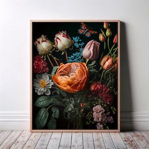Floral Wall Art Poster, Roses Wall Art, Surreal Flower Wall Art, Flowers Floral Art Print, Vintage Inspired Wall Art, Flowers Art Home Decor