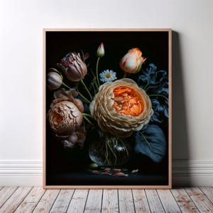 Floral Wall Art Poster, Roses Wall Art, Surreal Flower Wall Art, Flowers Floral Art Print, Vintage Inspired Wall Art, Flowers Art Home Decor