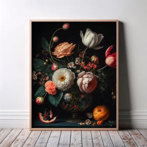 Floral Wall Art Poster, Roses Wall Art, Surreal Flower Wall Art, Flowers Floral Art Print, Vintage Inspired Wall Art, Flowers Art Home Decor