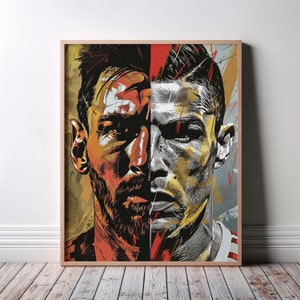 Lionel Messi Wall Art, Cristiano Ronaldo Wall Art Poster, Football Soccer Art Gift, CR7, Sports Wall Art, Football Lover, Football Fan Gift