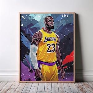 LeBron James Wall Art, King James, The Lakers Print, Stampa di basket, Poster NBA, Regalo per fan NBA, Arte murale di basket, Arte per fan di Lebron, Lebron
