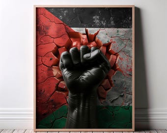 Palestine Wall Art, Raised Fist Poster, Resistance Decor