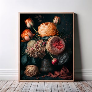 Floral Wall Art Poster, Roses Wall Art, Surreal Flower Wall Art, Flowers Floral Art Print, Vintage Inspired Wall Art, Flowers Art Home Decor