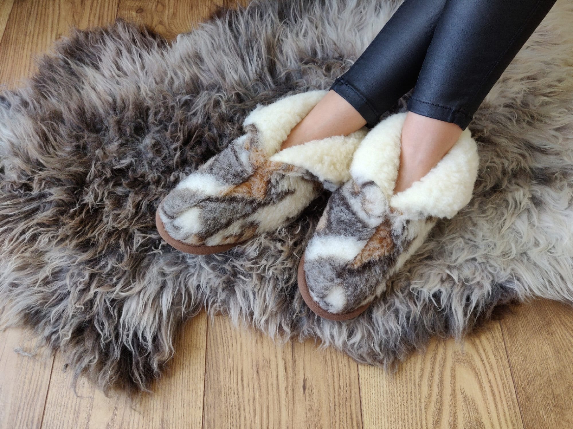 Extra Warm and Thick Merino Wool Eco Slippers Sheepskin - Etsy