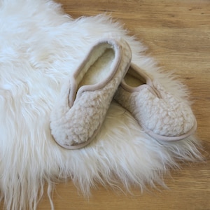 Merino Beige Wool Slippers - Pure Sheep's wool Bootie - Christmas gift