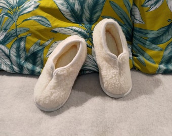 White Merino Wool Slippers