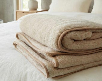 Luxury, Super Soft and Warm Fine Merino Wool Beige Handmade Duvet