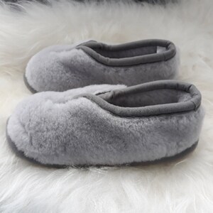 Women’s Alpaca Wool Slippers Lilac Grey – Handmade Non-Slip Men's Moccasins, Eco-Friendly Warm House Shoes image 2