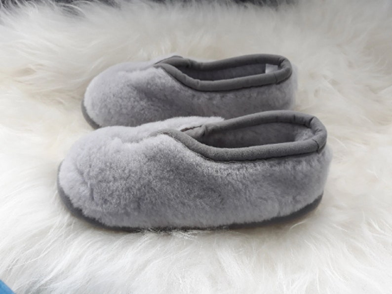 Women’s Alpaca Wool Slippers Lilac Grey – Handmade Non-Slip Men's Moccasins, Eco-Friendly Warm House Shoes image 2